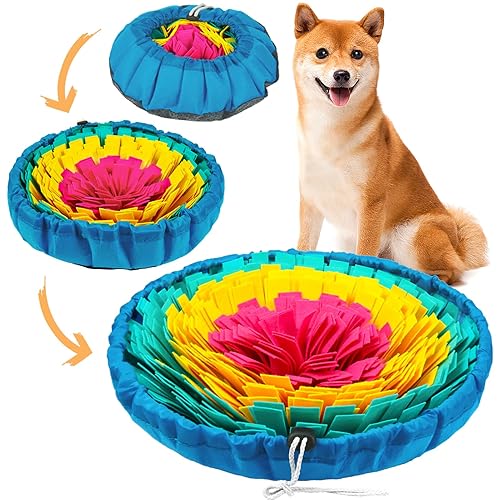 Vivifying Snuffle Mat for Dogs, Adjustable Dog Puzzle Toys Sniff Mat for All Breeds Dogs, Interactive Dog Enrichment Toys for Slow Eating and Mental Stimulation (Red Yellow Blue) - Red Yellow Blue
