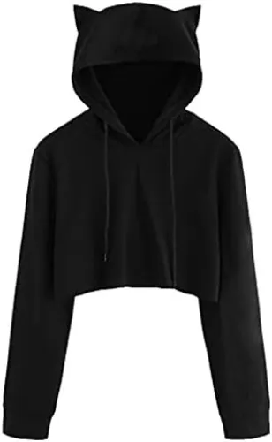 Black crop top hoodie