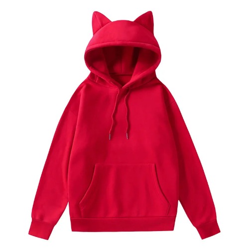 Oversized Plain Cat Ears Hoodie