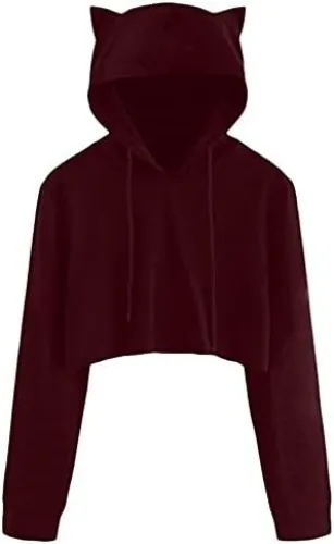 Red crop top hoodie