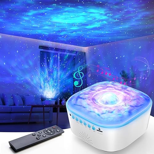 Bozhihong Galaxy Projector, Star Projector Night Light with Remote Control/Timer Function/Built-in Music, LED Projector Light with 8 Lighting Modes for Kids Baby Adults Bedroom/Party/Gift (White) - White