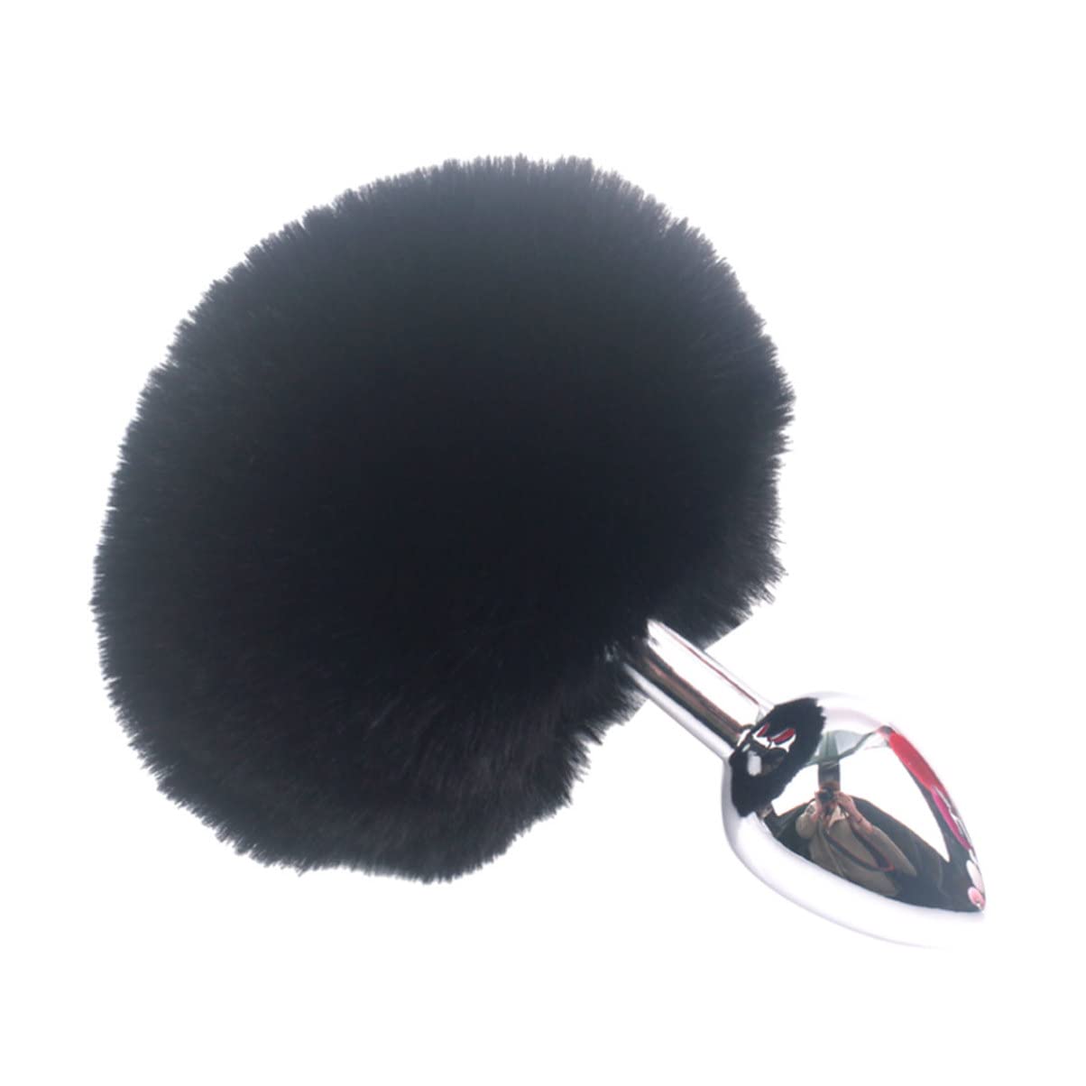 Sosoport Faux Rabbit Fur Tail Toy Plug Stainless Steel for Cosplay Party Night Costume for Women Men - Black