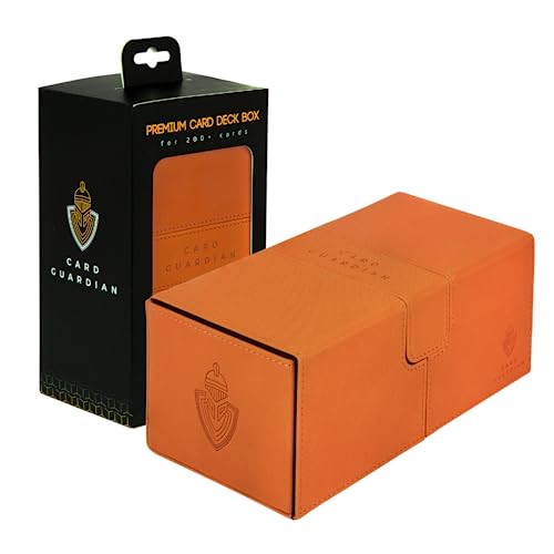Card Guardian - Premium Double Deck Box for 200+ Cards Trading Card Games TCG (Orange) - Orange