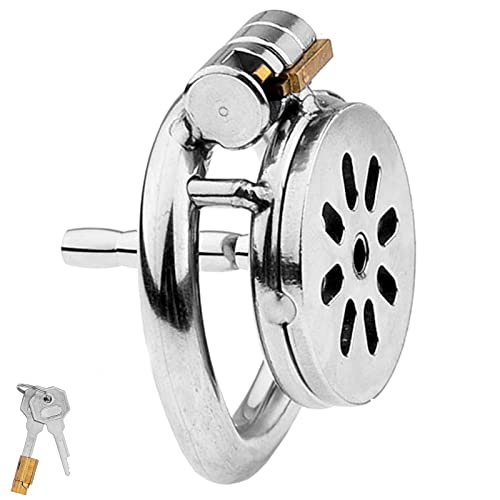 JPGeil Mini Ultra Short Chastity Belt for Men, Small Chastity Cage, Male Cage, Flat Ventilation, Cock Cage with Urethra Dilator Set, SM Bondage, Stainless Steel Chastity Device (Bow Ring 40 mm) - Bogenring-40mm