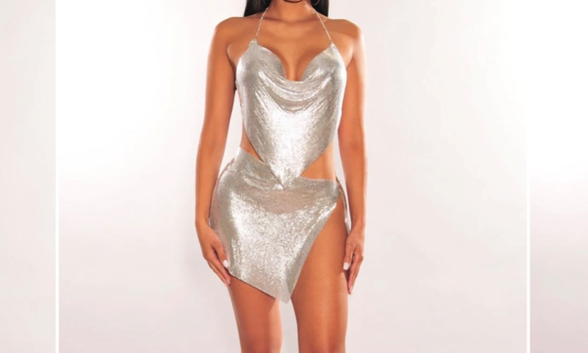 SILVER Metallic Mini Skirt Set 