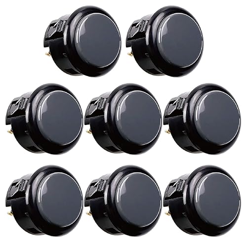 Sanwa 8 pcs OBSF-30 Original Push Button 30mm - for Arcade Jamma Video Game & Arcade Joystick Games Console (Gray) S@NWA - Gray