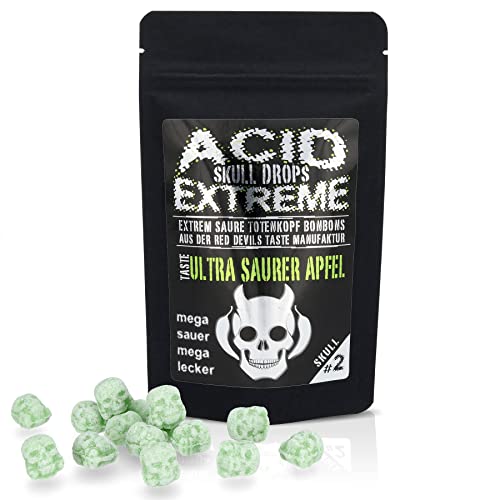 RED DEVILS TASTE ULTRA SAURERE APFELBONBONS - ACID SKULL EXTREME - Apfel - 75 g (1er Pack)