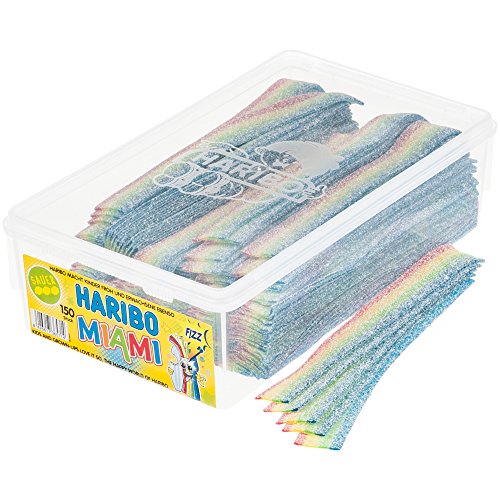 HARIBO Miami Sauer Fruity Mix, Weingummi, Fruchtgummi, 150 Stück, 1125g Dose