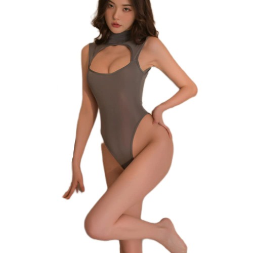 Sexy Cutout Bodysuit Lingerie - Grey1