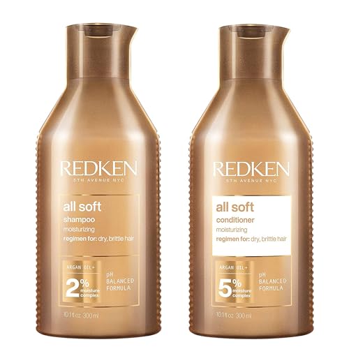 REDKEN All Soft Shampoo and Conditioner Set for Dry Hair, With Argan Oil, Intense Softness and Shine - 300 ml (Pack of 2)