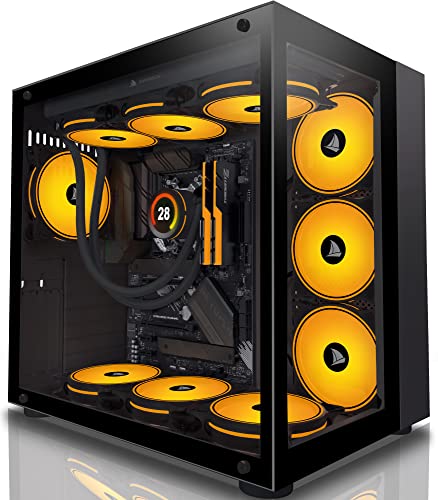 AMANSON PC CASE ATX Gaming PC Cases ，Mid-Tower USB 3.0 with Double Tempered Glass Full View Computer Cases Black (Fans are not Included) (H6) - 590