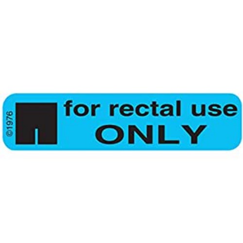 PHARMEX 1-78G Permanent Paper Label,"for Rectal USE", 1 9/16" x 3/8", Blue (500 per Roll, 2 Rolls per Box)