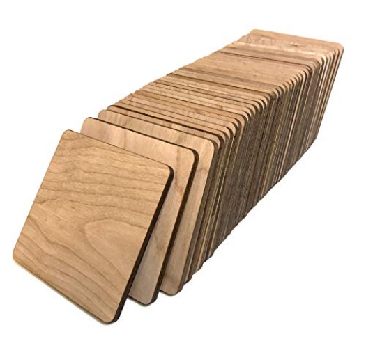 40 Pieces Unfinished Square Blank Wood Pieces 4 x 4 Inches for Coasters, Pyrography, Painting, Writing, Kids Arts and Crafts, STEAM, Decorations, Scrabble Tiles, DIY Crafts