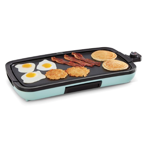 DASH Deluxe Everyday Electric Griddle with Dishwasher Safe Removable Nonstick Cooking Plate for Pancakes, Burgers, Eggs and more, Includes Drip Tray + Recipe Book, 20” x 10.5”, 1500-Watt - Aqua - Aqua Griddle