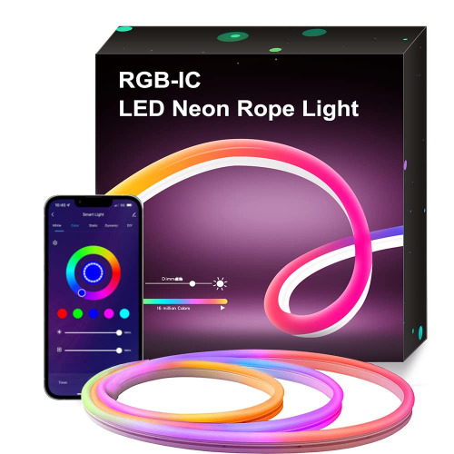 Jun-Saxifragelec Neon LED Strip, 12V RGB Neon LED Strip met App Control, Werkt met Alexa en Google Assistant, Geschikt voor DIY, Decoratie (5m)