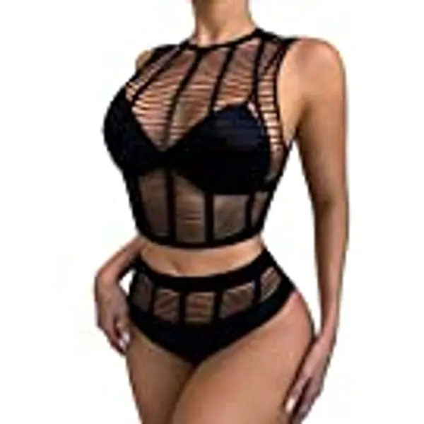 Buitifo Womens Lingerie Set Fishnet BabyDoll Bodysuit Sexy Nightwear