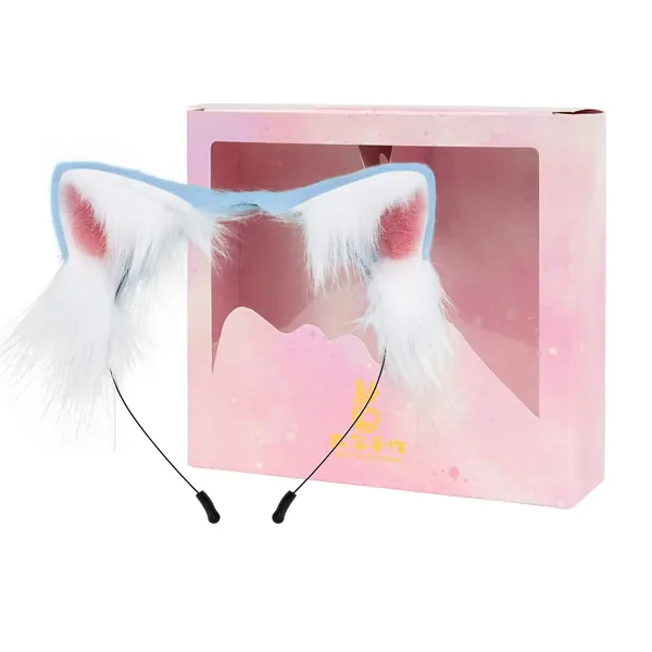 Cat Fox Wolf Ears Cosplay Long Fur Hair Headband Wolf Animal Anime Halloween Cosplay Costume for Girls