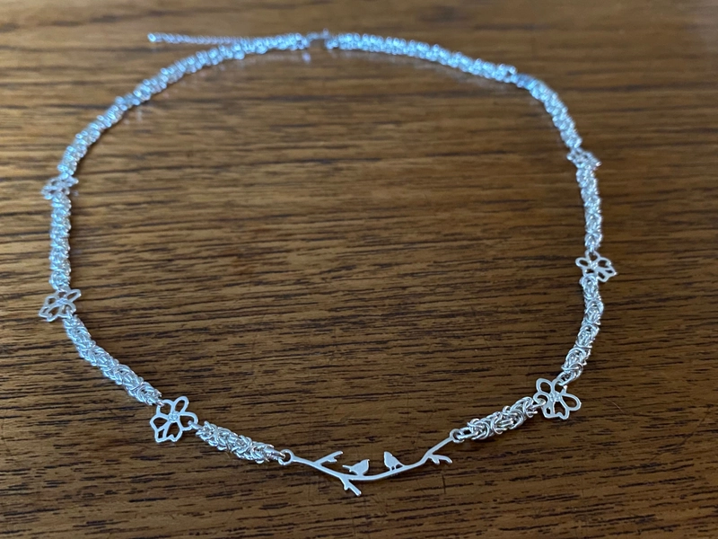 BYZANTINE necklace with birds on branch 