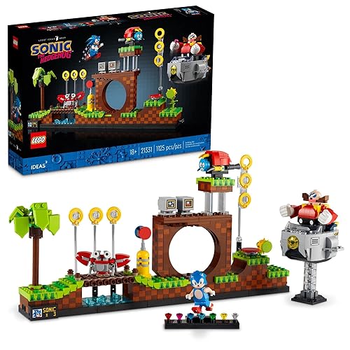 LEGO Ideas Sonic The Hedgehog – Green Hill Zone 21331 Collectible Set, Nostalgic 90's Gift Idea for Adults with Dr. Eggman Figure and Eggmobile - Multicolor