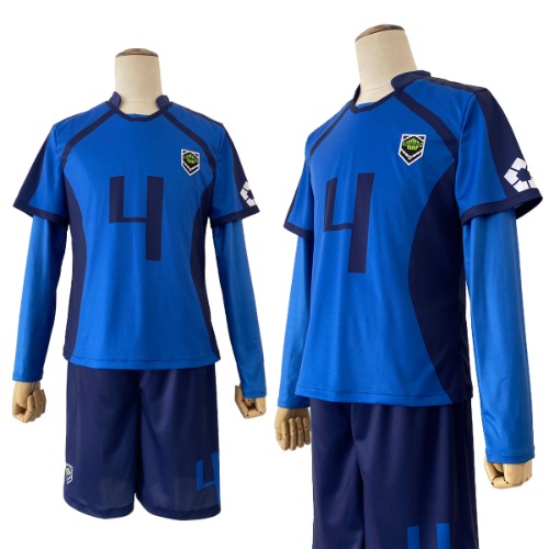 HOLOUN Blue Lock Anime Cosplay Costume Chigiri NO.4 T-shirt Shorts Socks Top Football Soccer Uniform Embroidery Logo Halloween Christmas Gift | M