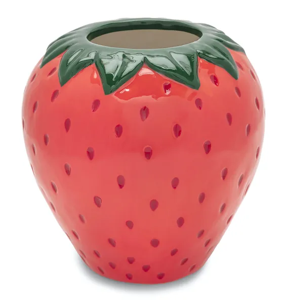 ban.do Vintage Inspired Decorative Ceramic Vase, Unique Home/Kitchen/Office Accent Decor, Strawberry Fields