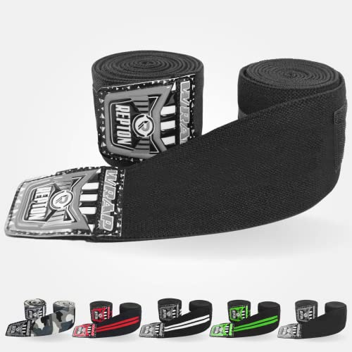 REPTON Elbow Wrap, Elbow Sleeves Support for Weightlifting, Powerlifting, CrossFit and Tendonitis | Adjustable Strap Compression Splint for Left and Right Size, Reversible Stabilizer (Black) - Black