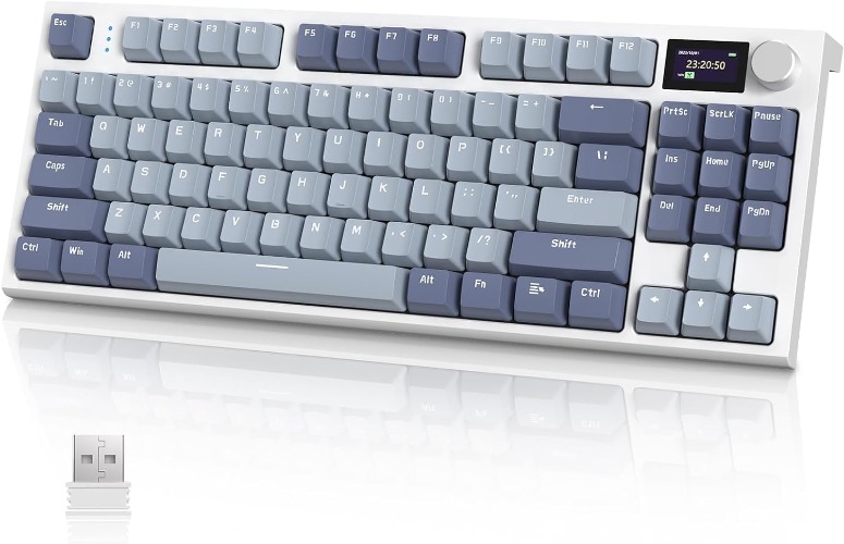Teclado Gamer Mecanico Sem Fio RGB Attack Shark K86 com Tela Multimidia