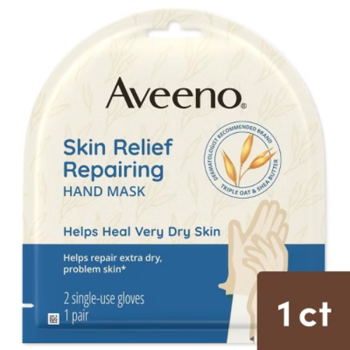Aveeno Repairing CICA Hand Mask with Prebiotic Oat & Shea Butter for Extra Dry Skin Fragrance-Free - 1ct