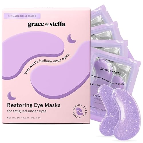 grace & stella Under Eye Patches for Puffy Eyes and Dark Circles (Retinol, 24 Pairs) Restoring Gel Under Eye Masks with Hyaluronic Acid - Vegan Cruelty-Free Skincare Birthday Gifts for Women - Purple (24 Pairs)