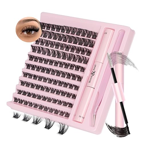 Cluster Eyelash Extensions Kit,DIY Lash Extension Kit Cluster Lashes 100pcs Individual Eyelash Extension Kit with Lash Bond and Seal, Application at Home Lash Extension Kit(S03) - Volume Lashes Kit