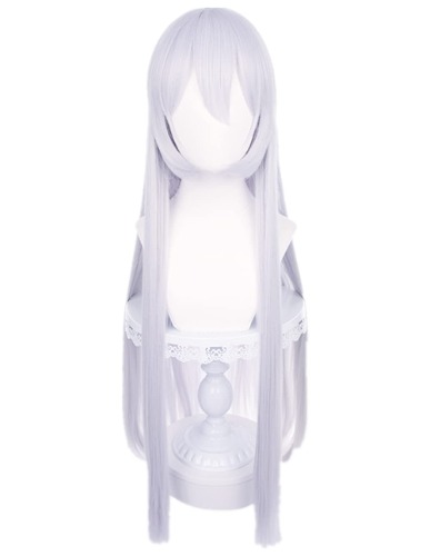 SisiruKou Anime Cosplay Long Straight Silver Wig Halloween Costume Synthetic Wig - silver