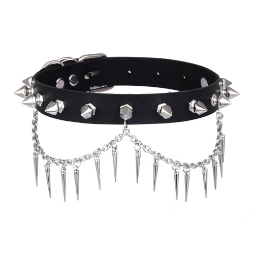 PU Spiked Chain Choker - black