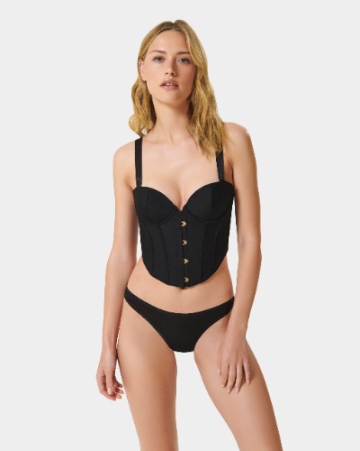 Jean Luxury Satin Wired Corset Black | Black / 34B