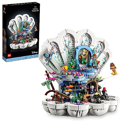 LEGO Disney Princess The Little Mermaid Royal Clamshell 43225 Collectible Adult Building Set, Gift for Princess Movie Fans Ages 18 and Up, Featuring Ariel, Ursula, King Triton, Sebastian and Flounder - Multicolor