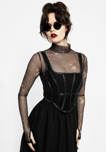Ashen Faux Leather Zip Corset Top | US 10
