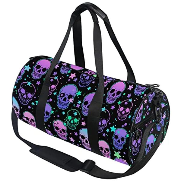 MNSRUU Duffel Bags Stars Purple Skulls Sports Gym Bag Travel Luggage Overnight Bags for Men Women Duffel Bags for Traveling