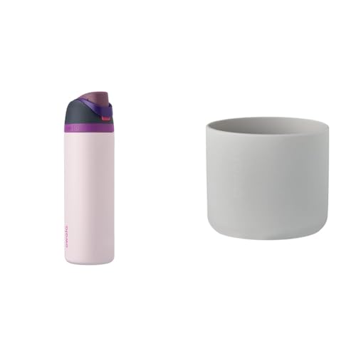 Owala 32oz Insulated Stainless Steel Water Bottle with Straw and 32oz Silicone Protective Sleeve Bundle - Dreamy Field - 32 oz - Water Bottle+ Water Bottle Boot, Grey