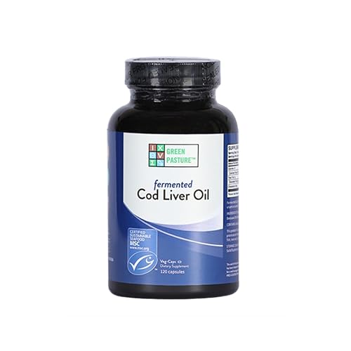 Green Pasture Blue ICE Fermented Cod Liver Oil -Non-Gelatin 120 Capsules - 120 Count (Pack of 1)