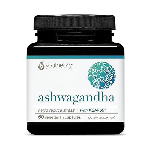 Youtheory Ashwagandha - 1,000 mg - Stress Support Supplement - Cortisol Support Supplement - Gluten, Dairy & Soy Free - 60 Vegetarian Capsules - Unflavored - 60 Count (Pack of 1)