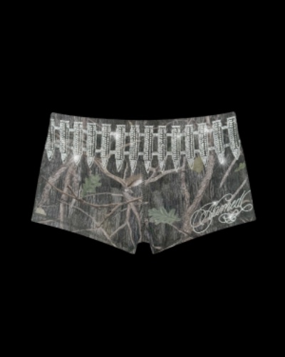 ENEMY RHINESTONE HOTPANT SHORTS TREE CAMO | M