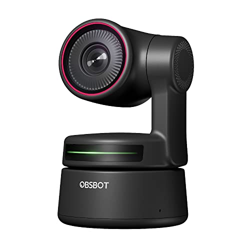 OBSBOT Tiny Webcam 4K PTZ, AI-Powered Tracking & Auto Framing, 4K Webcam with Microphone Noise Reduction, Gesture Control, 60 FPS, HDR Low-Light Correction, Web Camera for PC, Streaming, Meeting, etc. - TINY 4K