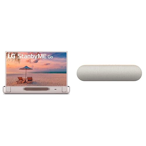 LG 27-Inch StanbyME Go Portable Smart 1080P Touch Screen (27LX5QKNA, 2023 Model), Calming Beige with XT7S Bluetooth Speaker - StanbyMe Go + Speaker