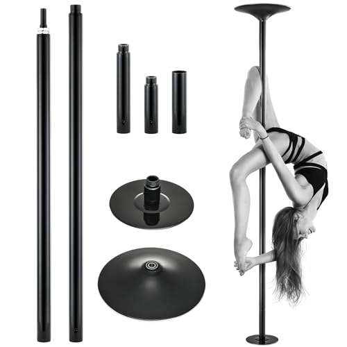 ZELUS 45mm Dancing Pole, Dance Pole with Static & Spinning Modes, Dancing Exercise Pole with 12.5 & 25 cm Extension Poles, 224-274.5cm Steel Pole Fitness Equipment for Home with 200 kg Capacity, Black
