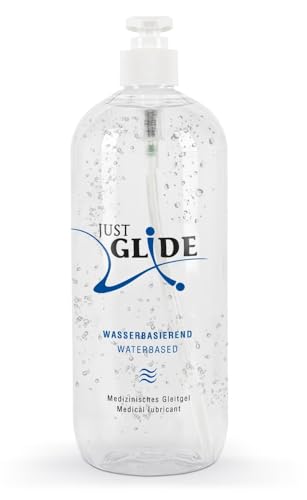 Just Glide Waterbased- feuchtigkeitsspendendes Gleitgel für Frauen und Männer, auf Wasserbasis, ohne Klebe-Effekt, öl- und fettfrei, vegan, 1000 ml - 1 l (1er Pack)
