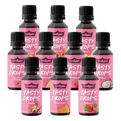 GymQueen Tasty Drops, 10er Probierset, Flavour Drops ohne Kalorien, 10x30ml