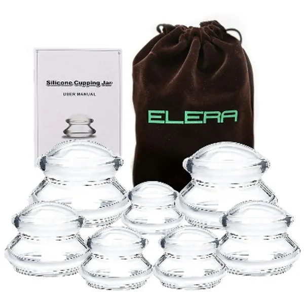 ELERA Schröpfbecher, 7 Stück Silikon Anti Cellulite Massagebecher, Vakuum Schröpfen Anti Cellulite Massagebecher, Anti Aging Lindert Schmerzen und Gelenke für Gesäß, Nacken, Körper