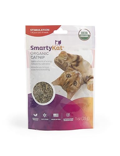 SmartyKat Organic Catnip for Cats & Kittens, Resealable Pouch - 1 Ounce - Catnip - 1 Ounce (Pack of 1)