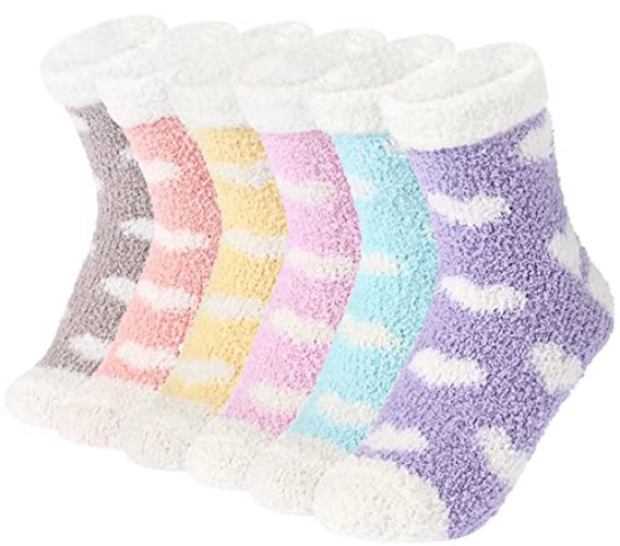 Plush Slipper Socks Women - Colorful Warm Fuzzy - One Size - Multicolored