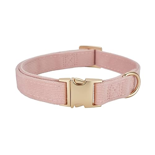 Petiry Soft Corduroy Fibric Dog Collar with High Grade Metal Buckle, for Medium Dogs(Light Pink,Medium:12-19") - Medium - Metal Buckle-Light Pink
