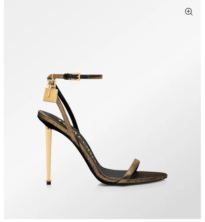 HAMMERED-EFFECT FABRIC PADLOCK POINTY NAKED SANDAL